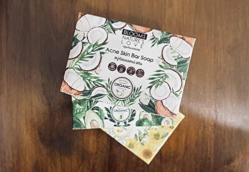RUBIA INDUSTRIES COMPANY LIMITED Bloom Nature's Love 100% Organic Natural Bar Soap for Women & Men, 3 Bar Variety Pack, Vitamin C and E (Sunflower Oil), Acne Skin (Coconut Oil), and Detox Skin (Avocado Oil)