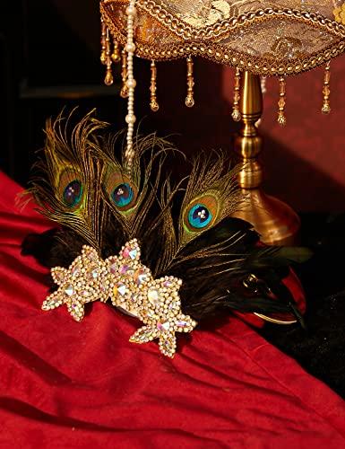 BABEYOND BABEYOND 1920s Flapper Hair Clip 20s Great Gatsby Headpiece 1920s Flapper Gatsby Hair Accessories (Peacock)