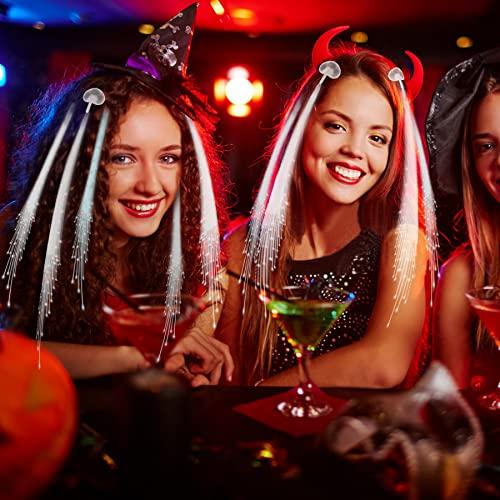 YOFOBU 30 Pack White LED Lights Hair Light-Up Fiber Optic LED Hair Barrettes Extensions Light Flashing Fiber Optic Hair Braid Barrettes Hair Clips for 4th of July Party Favors Festival Party Bar Concert