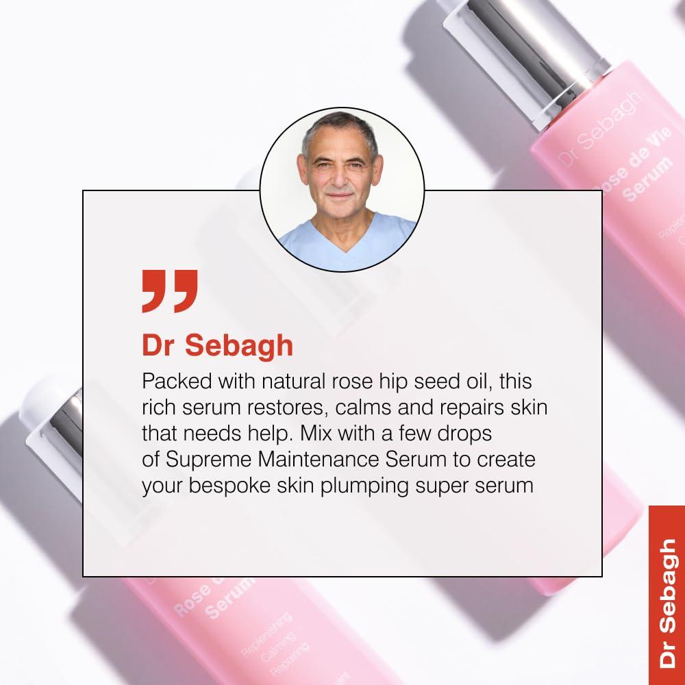 Dr Sebagh Dr Sebagh - Rose de Vie Serum - Soothing & Anti-Aging Serum with Organic Oils & Antioxidants to Hydrate, Calm, and Protect Dry, Mature and Sensitive Skin, Non-Comedogenic, Box Included(1 fl oz.)