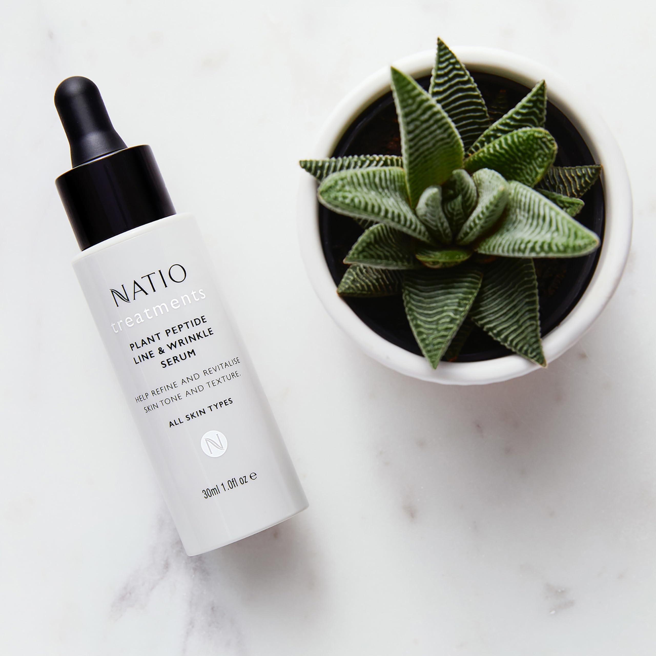 Natio Natio Plant Peptide Line and Wrinkle Serum, 1 oz - Anti Aging Serum - Rejuvenating Face Serum - Daily Serum for Face to Revitalize Skin Texture