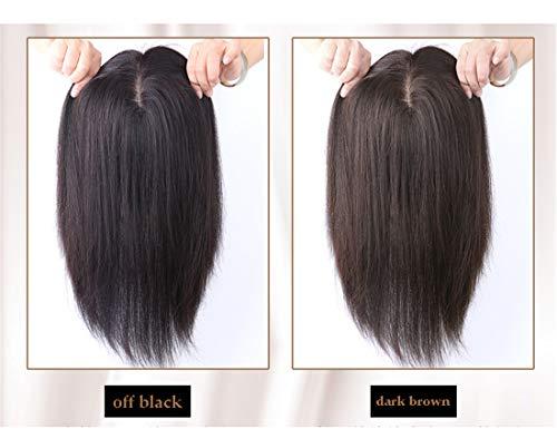 Susanki 100% Real Human Hair Crown Topper Hair Pieces for Women with Thinning Hair, Susanki 6" x 6.7" Silk Top Hair Toppers with Clip on, 10" Off Black
