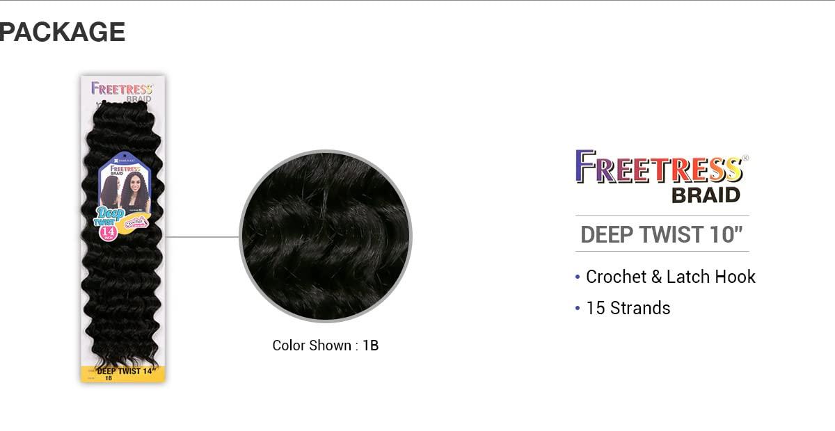 FreeTress Braids FreeTress Braids Synthetic Hair Crochet Braids Deep Twist 14inch (1-pack, OT350)