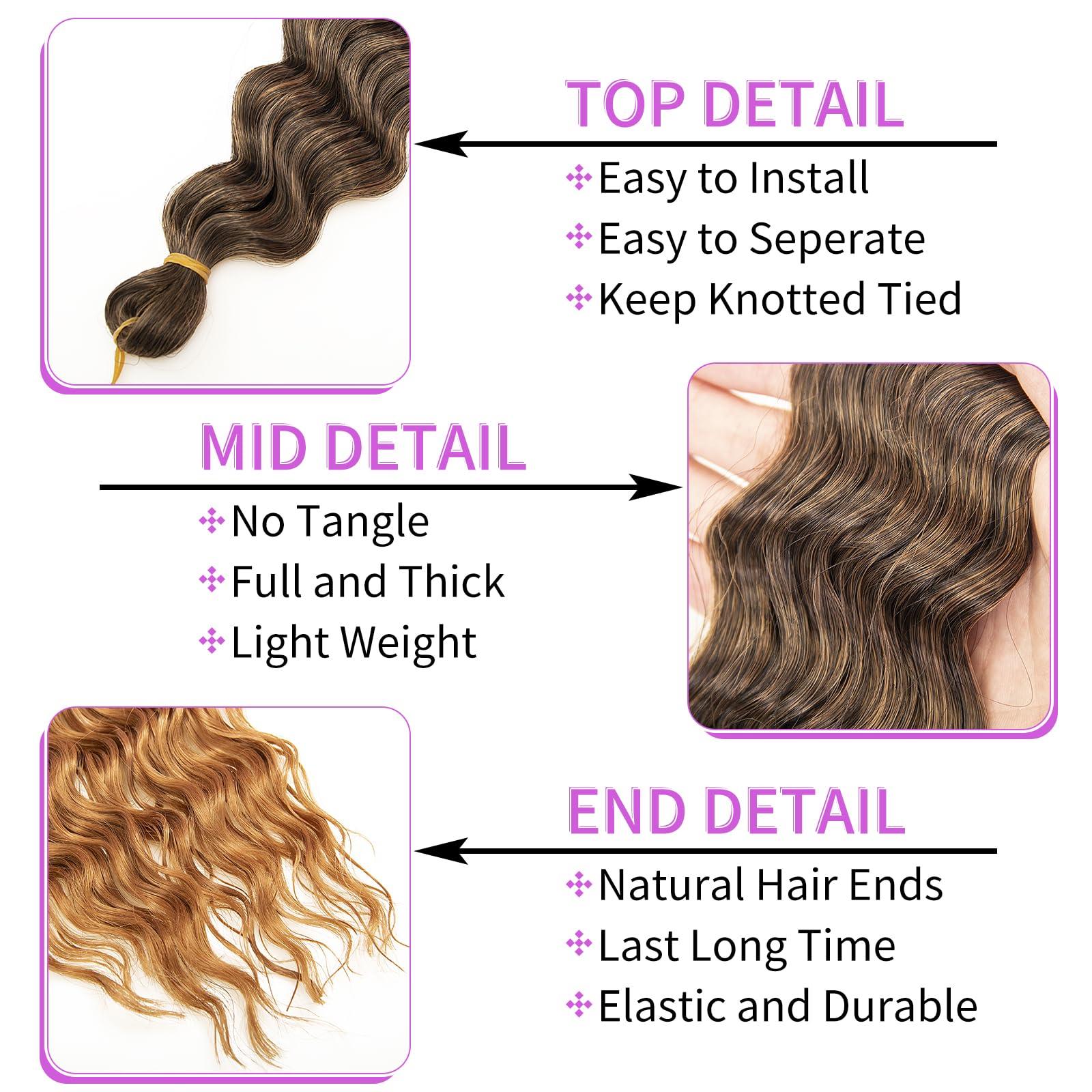 QRHSUKA QRHSUKA Ocean Wave Crochet Hair 30 Inch 7 Packs Deep Wave Braiding Hair Curly Crochet Hair for Black Women Bohemian Twist Crochet Braid (30 Inch (Pack of 7), T1B/30)