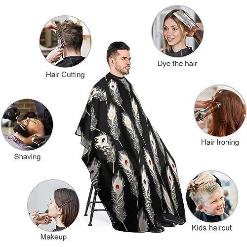 LJFABKY Peacock Feathers Professional Hair Cutting Cape Salon Barber Apron with Adjustable Snap Closure