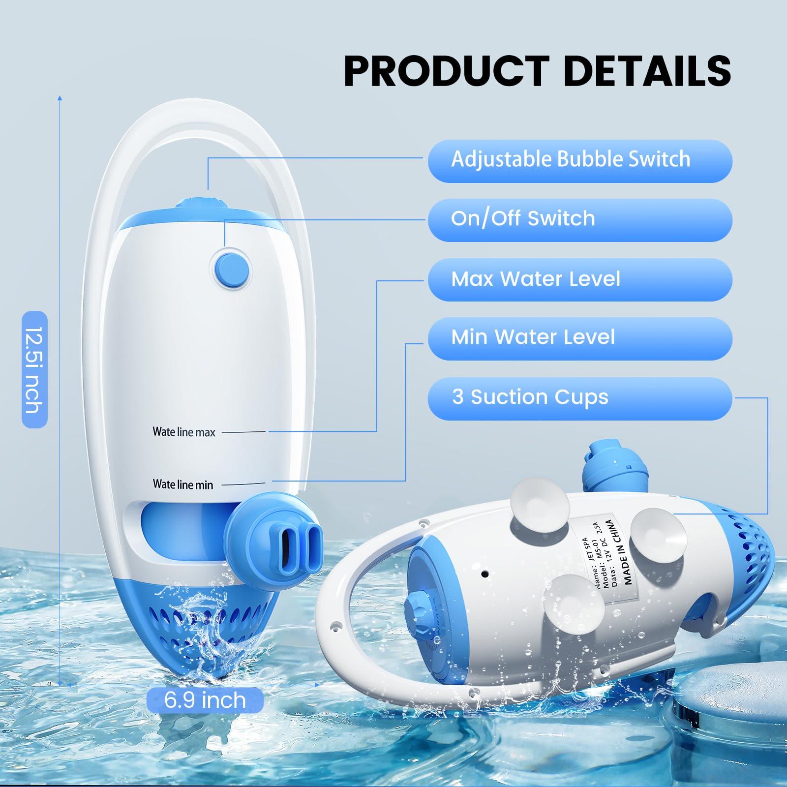 HOAWYEAH Portable Bath Jet Spa, Bathtub Jets for Home Spa, Creates Soothing Bubbles and Massage, Bathtub Accessories for Relaxing Spa, Spa Bath for Home Daily Use