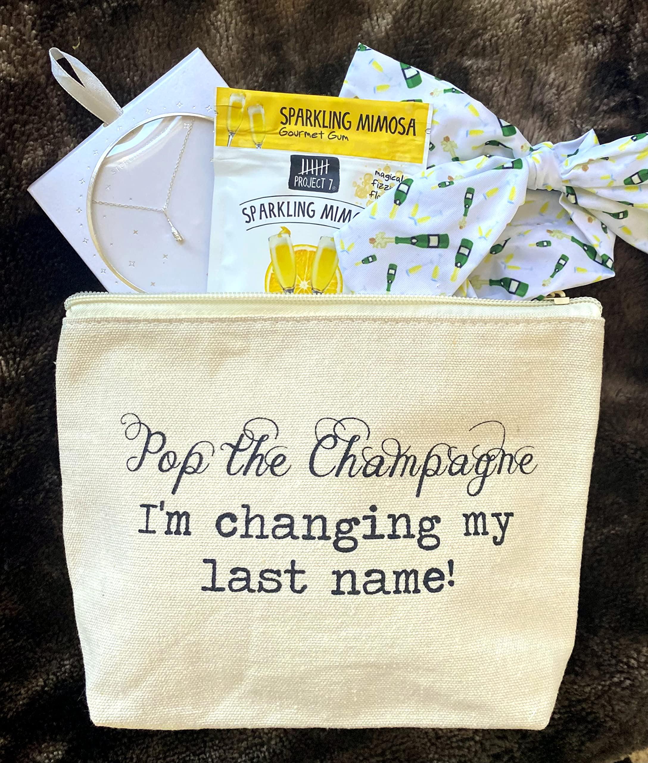 Jules Jules Natural Canvas Tote Bag With Zipper Closure Pop The Champagne I\'m Changing My Last Name For Bride, Wife, Engagement Gift