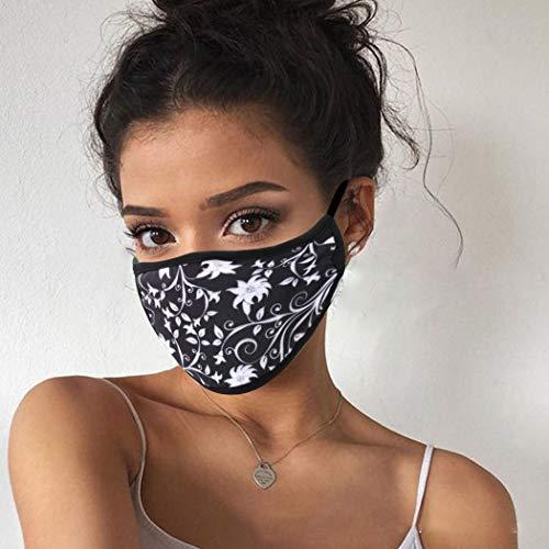 Ajacry Ajacry Flower Printed Face Masks Black Cotton Face Masks Reusable Fabric Face Masks Masquerade Ball Party Decoration for Women Men