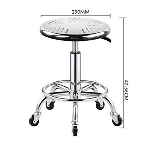 GXFC Shop Stool with casters, Load-Bearing 440 Ib,Heavy Duty Adjustable Height Stainless Steel Structure Work Shop Stool Round Cushion, Salon Rolling Stool Swivel Chair On 5 Wheels