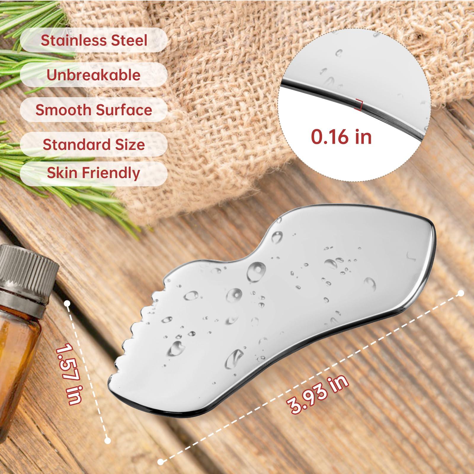 ALOYGUZ ALOYGUZ Stainless Steel Gua Sha Set Face Massager Metal Gua Sha Facial Tools Body Lymphatic Drainage Massager Face Guasha Face Sculpting Tool Skin Care Set Gifts for Women for Christmas