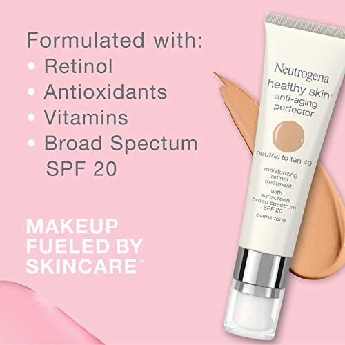 Neutrogena Neutrogena Healthy Skin Anti-Aging Perfector Tinted Facial Moisturizer and Retinol Treatment with Broad Spectrum SPF 20 Sunscreen with Titanium Dioxide, 10 Ivory to Fair, 1 fl. oz