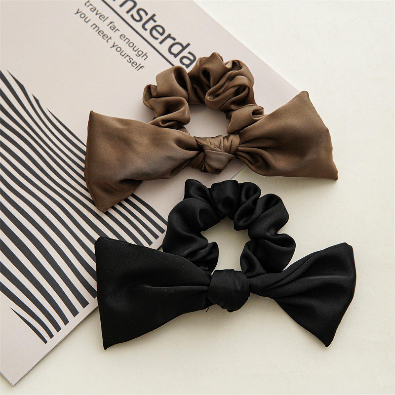 SMED Ponytail Holders For Thick Hair 2Pcs Satin Bow Headband Small Intestine Hair Tie For Women