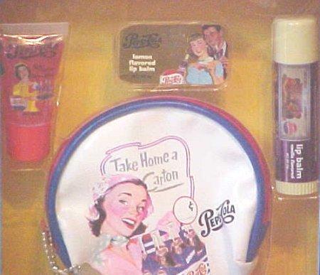 Pepsi Cola Pepsi Cola Flavored Lip Gloss and Lip Balm with Pouch Set (Cherry, Lemon & Vanilla)