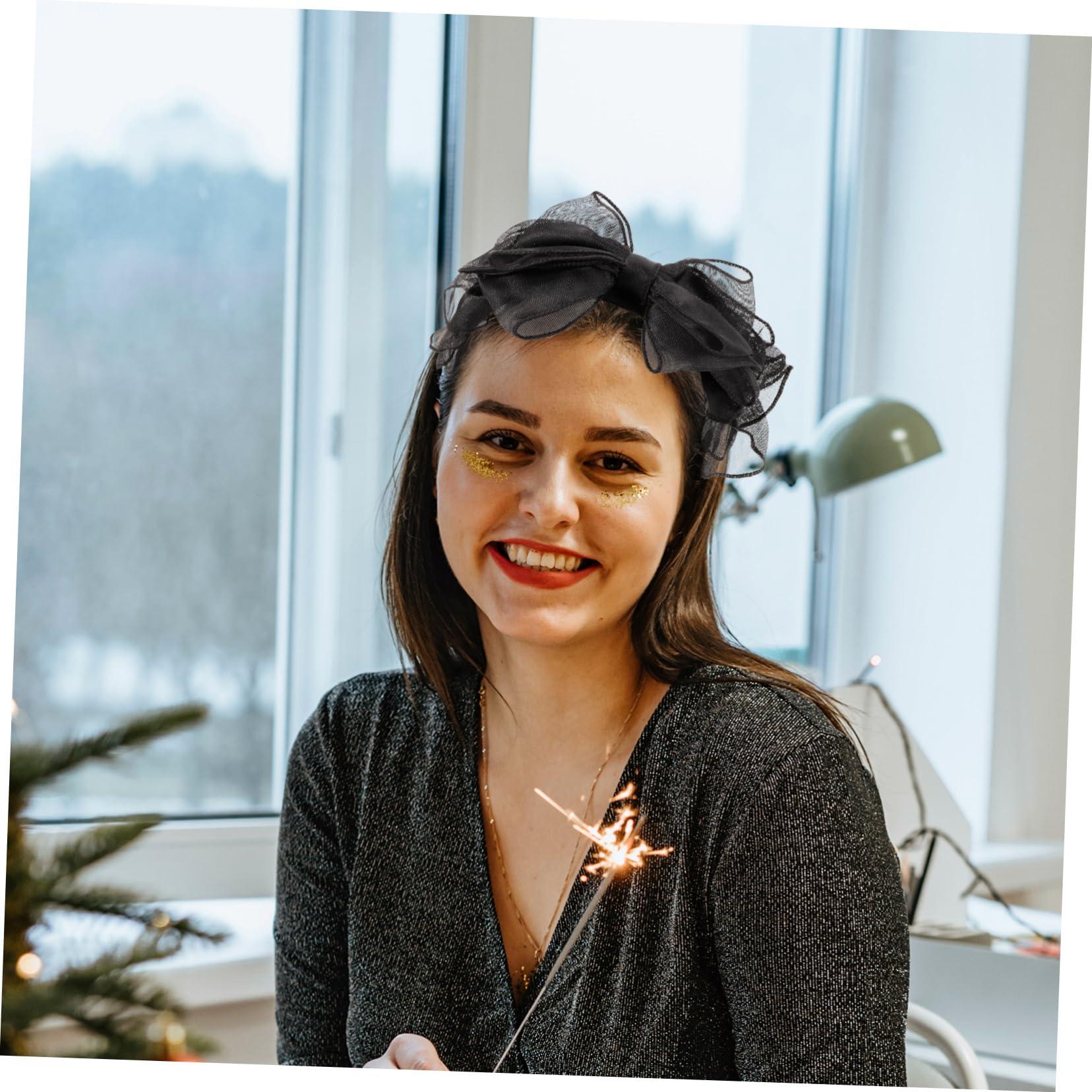 SHERCHPRY SHERCHPRY Black Headband With Bow, Bow Knot Headbands Bow Hair Hoop Cosplay Party