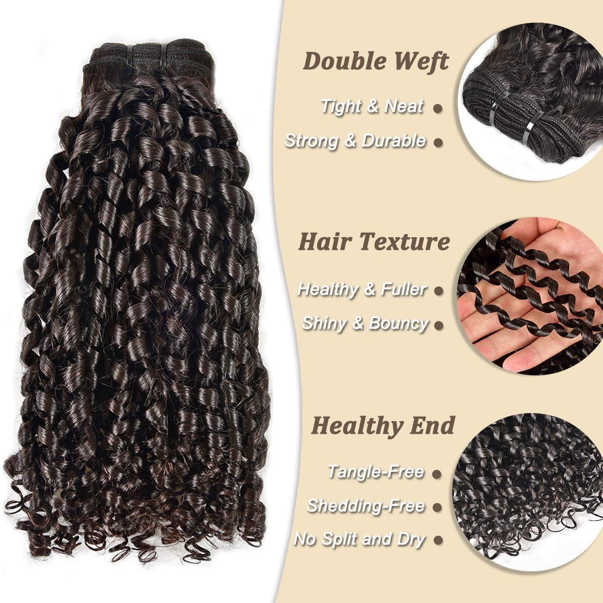 beauty youth Pixie Cut Curly Human Hair Bundles - Curly 100% Human Hair Weave 4 Bundle(10 10 10 10 inches) Pixie Cut Curly Brazilian Pixie Curly Cut Virgin Human Hair Extensions 50g/bundle Natural Color