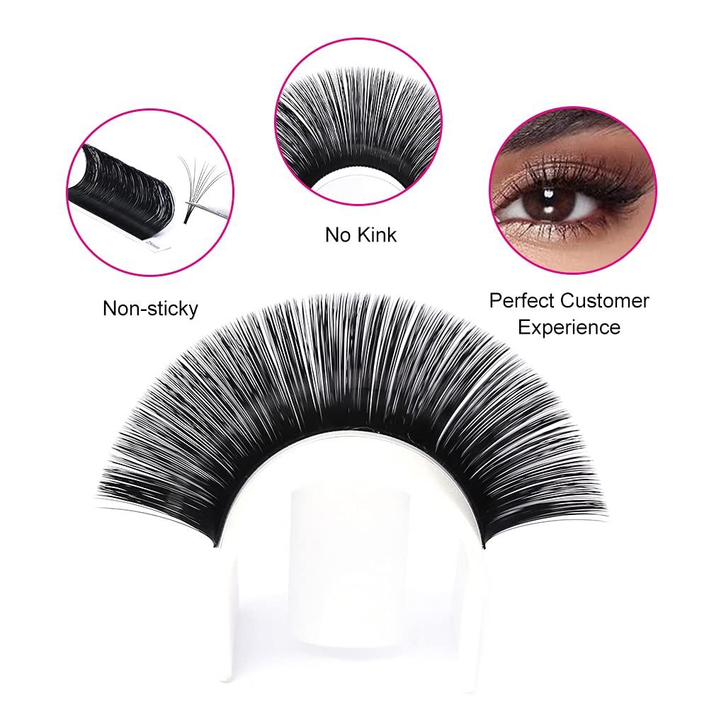 FADLASH Mega Volume Lash Extensions 0.03-0.10mm C D CC DD L Curl 8-30mm Length Easy Fan Volume Lashes Self Fanning Eyelash Extensions 2D-20D (0.05-CC, 9-17mm Mix)
