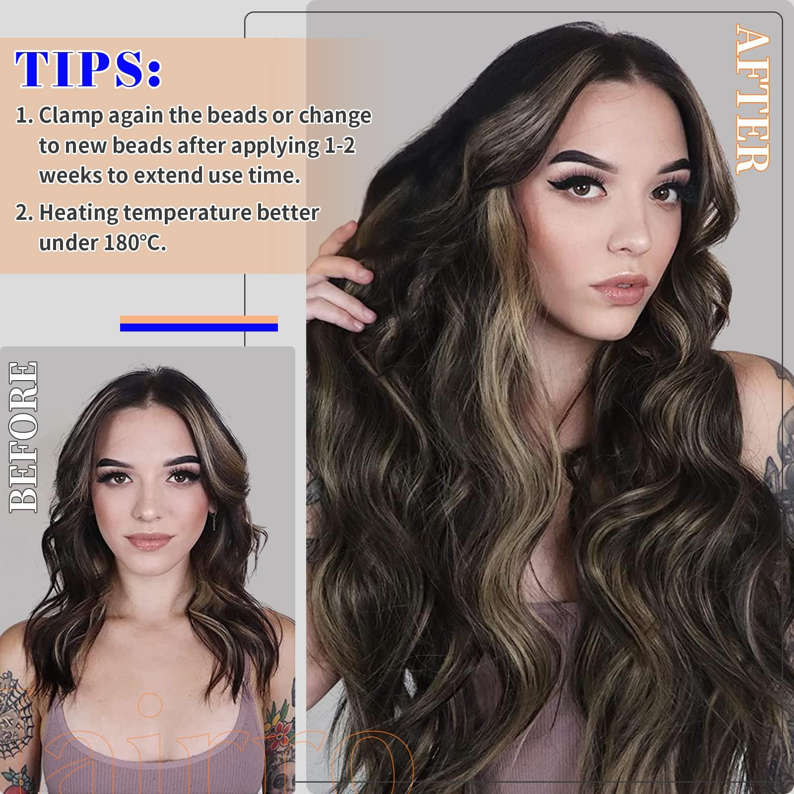 Hairro Hairro Microbead Human Hair Extensions Micro Beaded Hair Microlinks Pre Bonded Cold Fusion I Tip Micro Loop Hair For Women 14 inch 50g 100 Strands #06 Light Brown