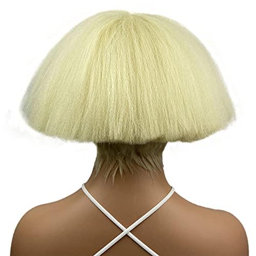 Aimole Aimole Yaki Straight Voluminous Mushroom Wig Blonde Mushroom Head Wig Bowl haircut Wigs Synthetic Wigs