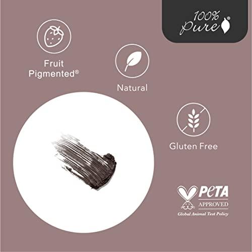 100% PURE 100% PURE Ultra Lengthening Mascara Dramatic Intense Volume & Length Natural Fruit Pigmented Voluminous Eyelash Makeup No Clumping, Smudging or Flaking - Vegan, Dark Chocolate Color - 0.35 oz