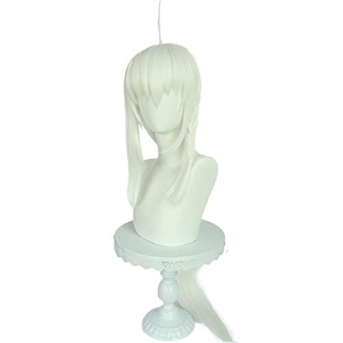 Syedeliso Hololive VTuber Shirakami Fubuki Cosplay Long White Straight Heat Resistant Synthetic Hair Halloween Party + Wig Cap