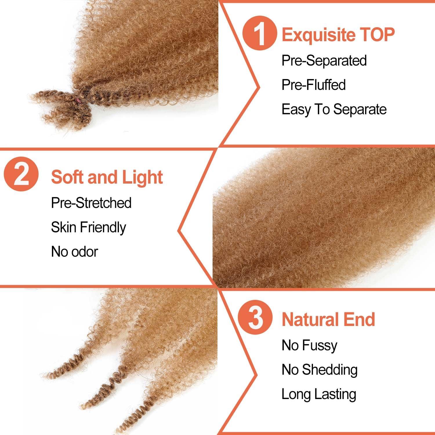 ELAOGI Afro Twist Hair Springy Afro Twist Hair 6Packs Pre Fluffed Marley Twist Braiding Hair Spring Twist Hair for Women (27#, 30 Inch)