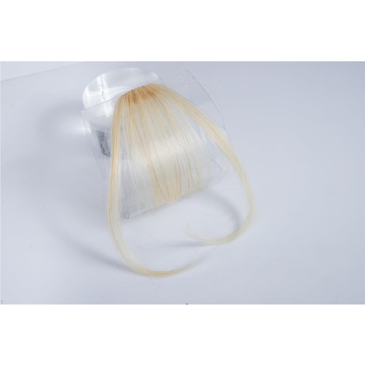 SLEEKALON SLEEKALON Clip in Bangs Human Hair Platinum Blonde Air Bangs Remy Hair Clip On Bang Hairpiece for Women Curved Bangs Hair Clip Fringe with Temples for Daily Wear(#60-Platinum Blonde)