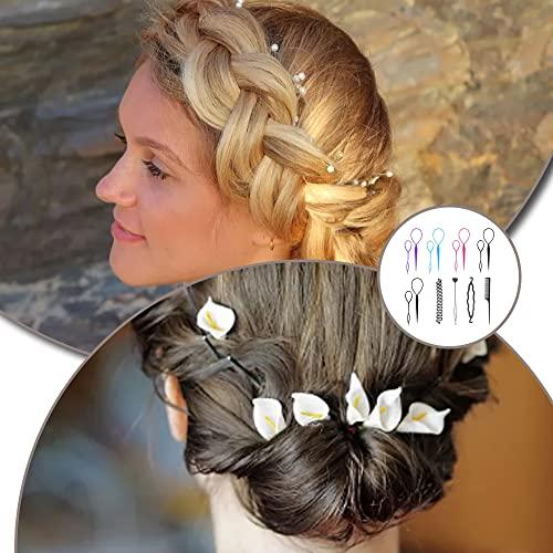 YANCAIYUNL 14 Pcs Topsy Tail Hair Tools Simple Fast Hair Braiding Tools French Hair Styling Tools for Women and Girls Fixing and Decorating Hairstyles