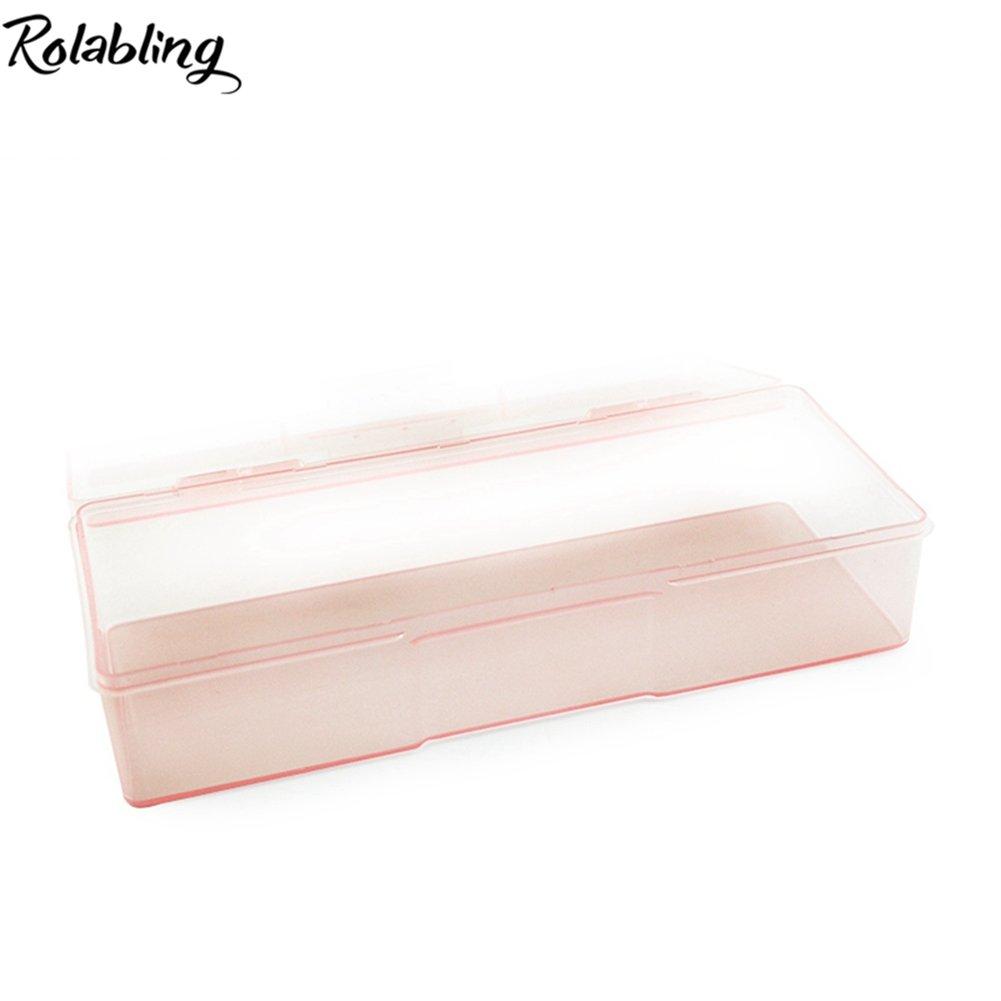 Rolabling Rolabling Transparent Box Storage Case for Nail Art Equipment Manicure Tool Organzing Pedicure Tool Empty Plastic Box (Pink)