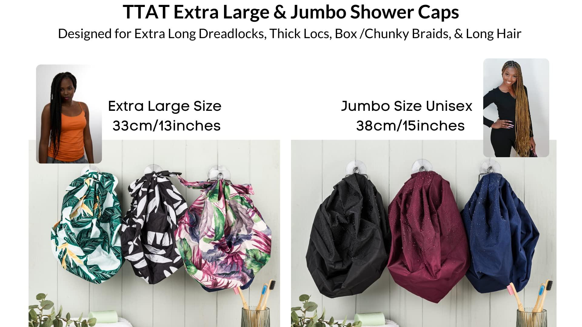 TTAT Try This an That TTAT Shower Cap Jumbo Size for Men & Women With Afro, Long Dreadlocks, Locs, Box Braids, Coily, Voluminous & Long Hair, Waterproof, Washable, Reusable & Adjustable (Maroon)
