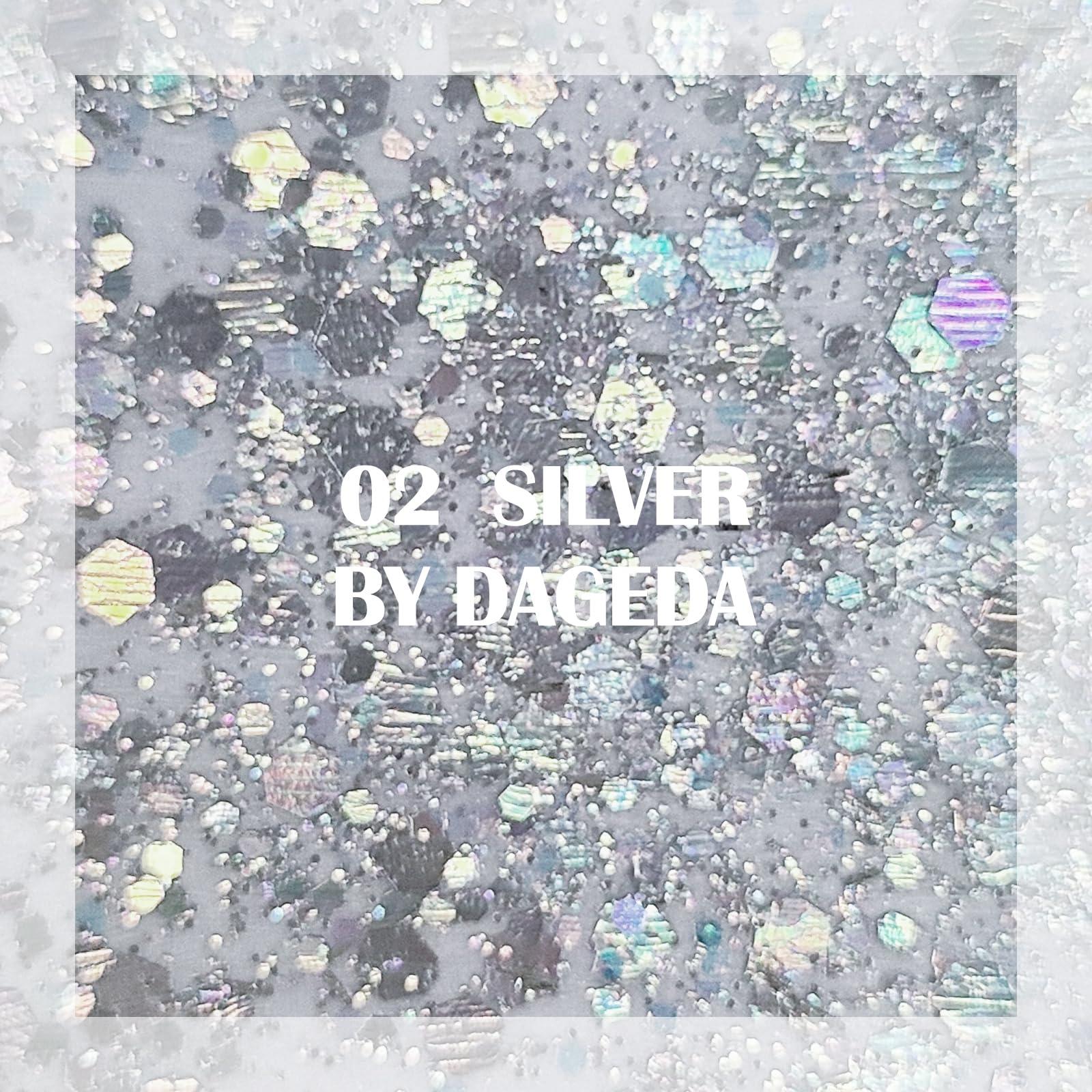 DAGEDA DAGEDA Silver Body Glitter Stick, Mermaid Face Glitter Makeup Holographic Sequins, Hair Glitters Eyeshadow Body Shimmer for Rave Accessories,Glitter Face Paint for Women Rave Festival