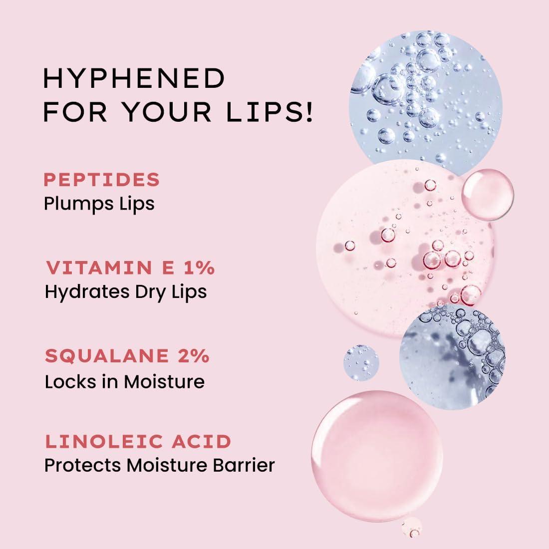 NinthAvenue Basics Hyphen Vitamin-Infused Peptide Tinted Lip Balm - Hazel | 24 Hrs Moisturization | Hydrates, Plumps & Repairs Moisture Barrier | Lip Balm for Women| Vegan &Paraben Free | Peachy Nude Shade - 10g