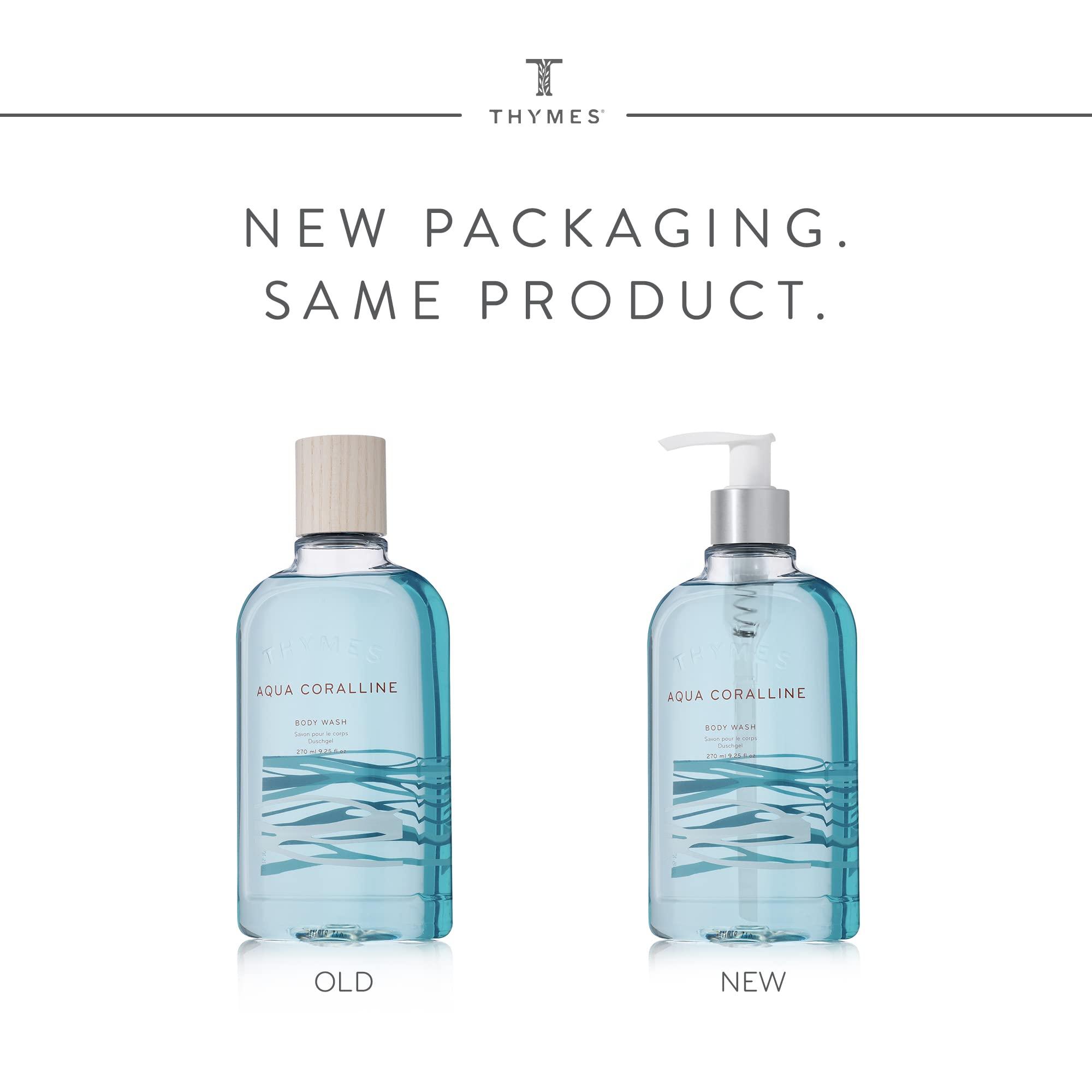 Thymes Thymes Moisturizing Body Wash with Pump - Body Soap - Bath Products - Skin Care - Liquid Soap with Notes of Water Lily, White Cyclamen, Driftwood, Yuzu, & Bamboo (Aqua Coralline, 9.25 fl oz)