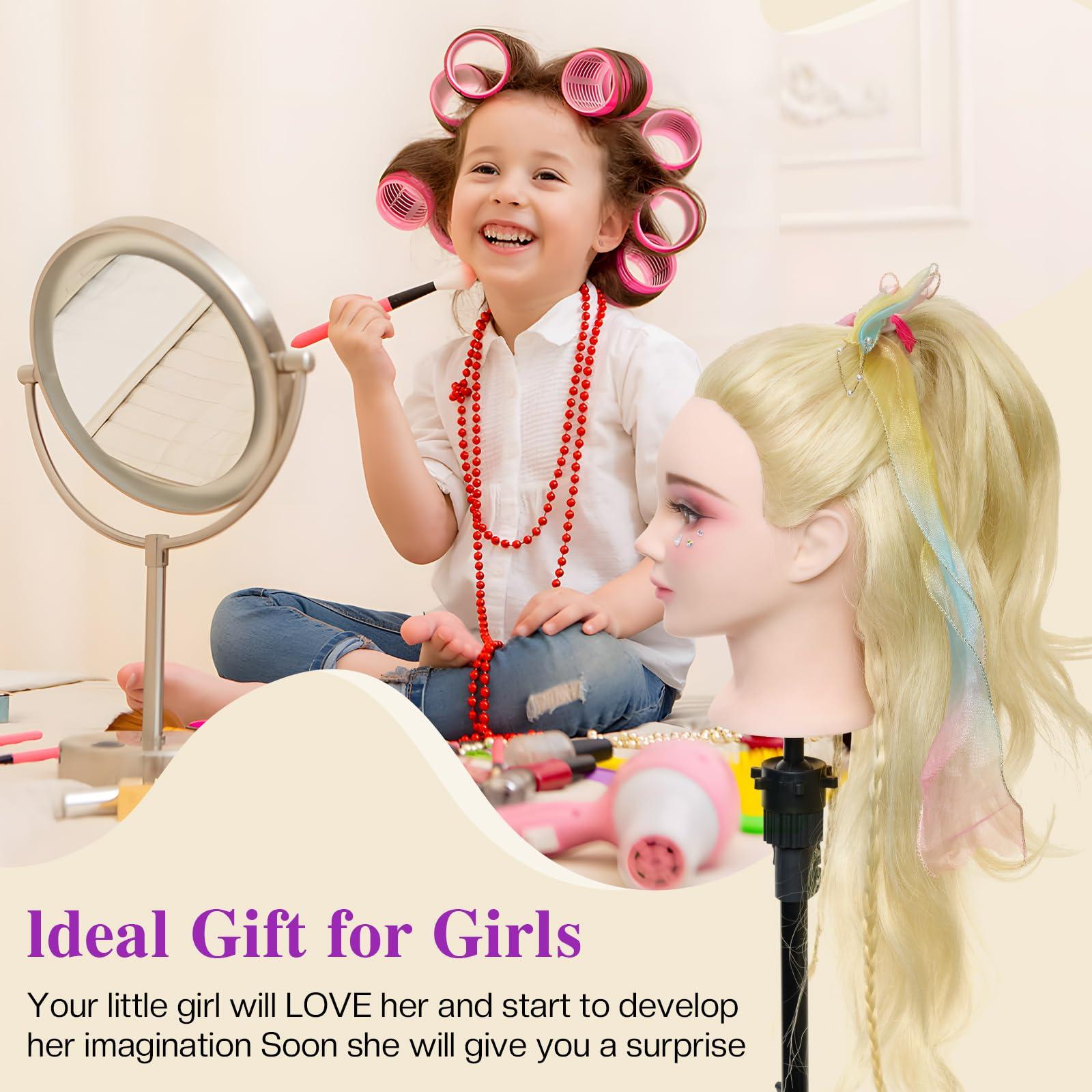 Neverland Beauty & Health Neverland Beauty Mannequin Head with 50% Real Human Hair, 24 Inch Makeup Cosmetology Manikin Practice Head with Hair, Braiding Hairdressing Doll Head for Hair Styling with False Eyelashes