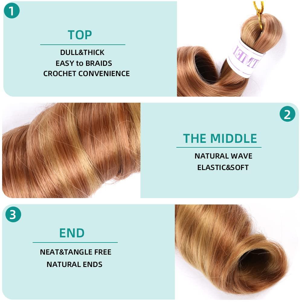 Mtmei hair Mtmei hair French Curly Braiding Hair for Box Braids 8 Packs 18 Inch 100G/Pack Loose Wave Braiding Hair Crochet Spanish Curly Spiral Curl Synthetic Hair Extensions for Women P30/27 (18 Inch,8 Packs)