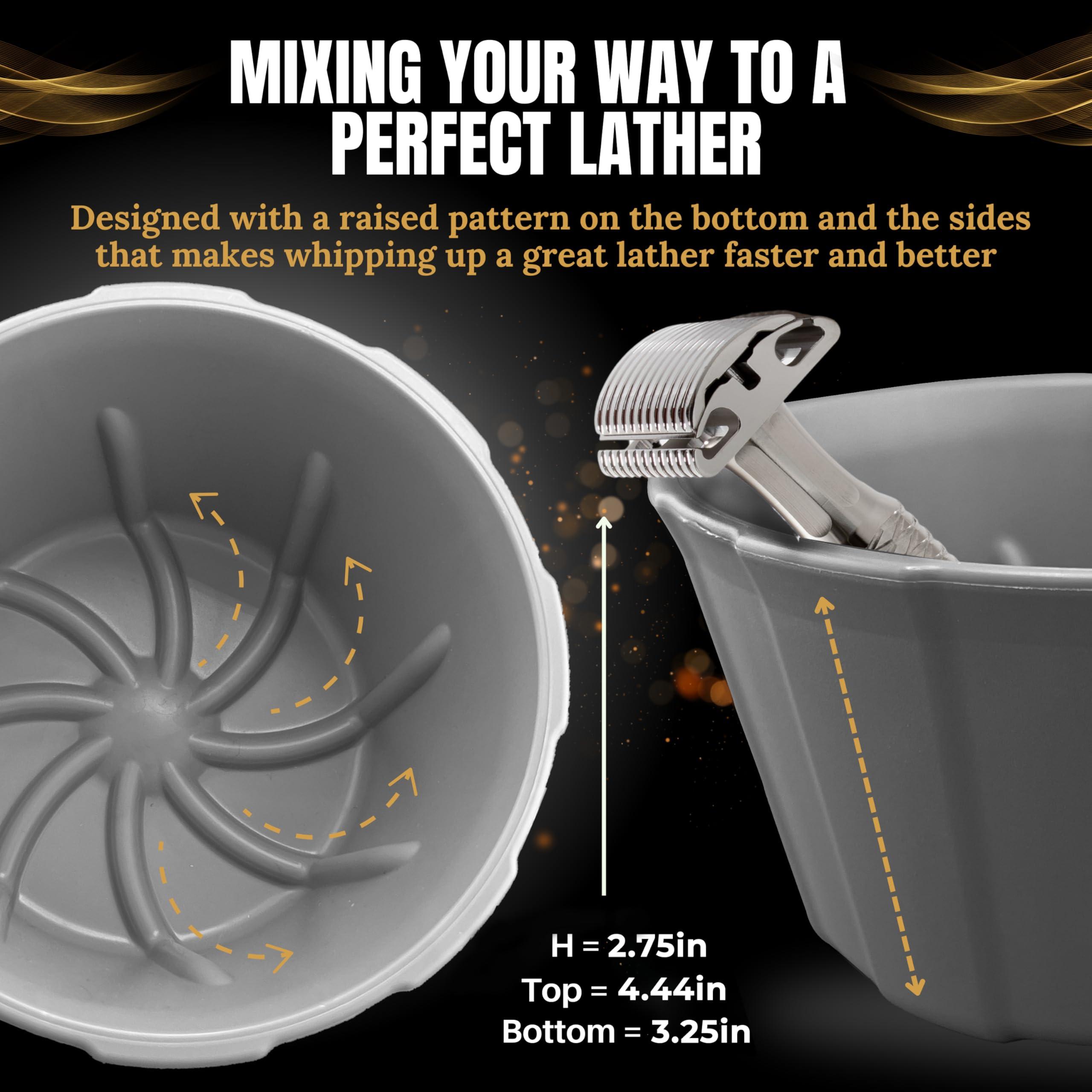 TIMELESS RAZOR TIMELESS RAZOR Gray Shaving Bowl w/Ridges - Mixes Mens Shaving Cream & Shaving Soap - Durable & Holds Heat Longer - Whip a Quick, Rich & Thick Lather - USA Made