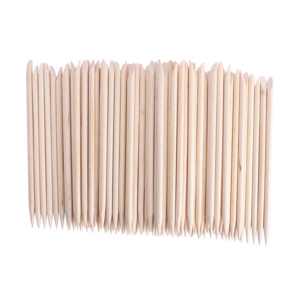 Yesker Yesker 100 Pcs Nail Art Orange Wood Stick Sticks Cuticle Pusher Remover Manicure Pedicure Tool