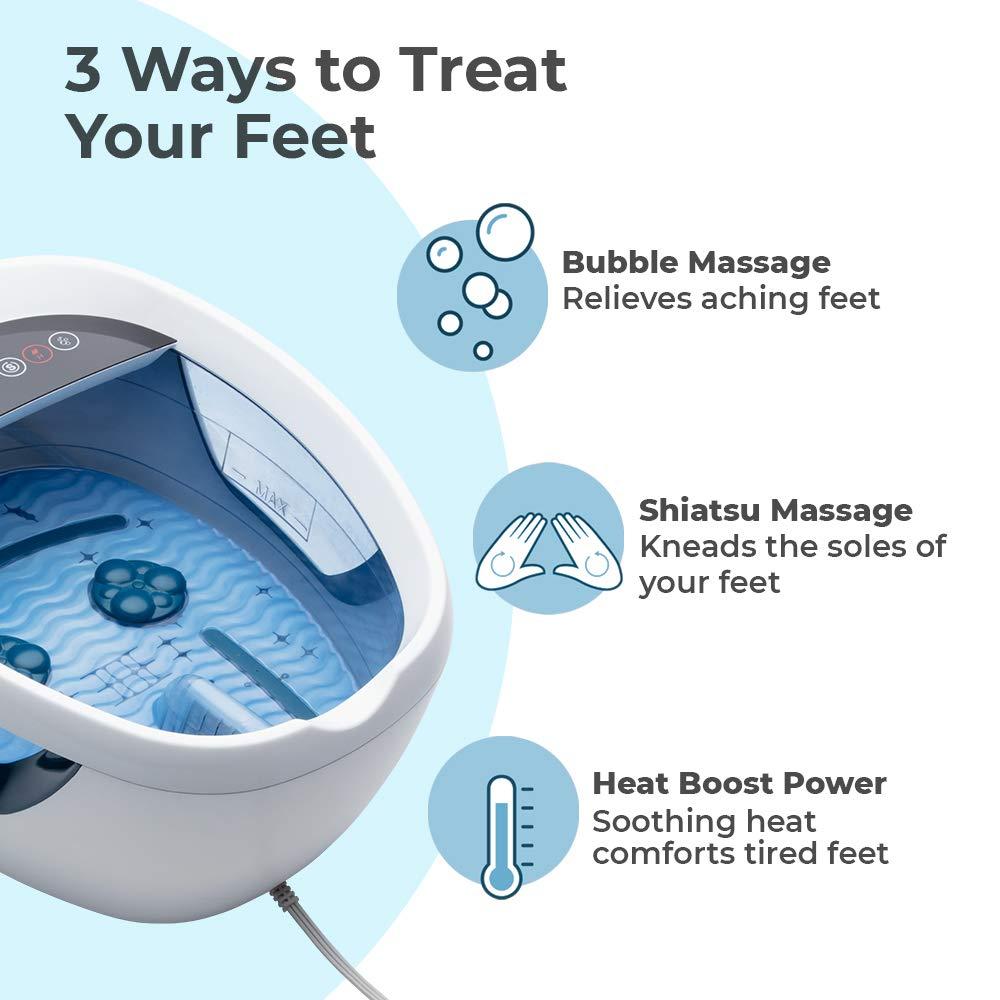Homedics HoMedics Shiatsu Bliss Footbath with Heat Boost, Foot Spa Massager, Deep Kneading Pedicure Tub, Vibrating Bubbles with Soothing Heat, Portable at-Home Spa