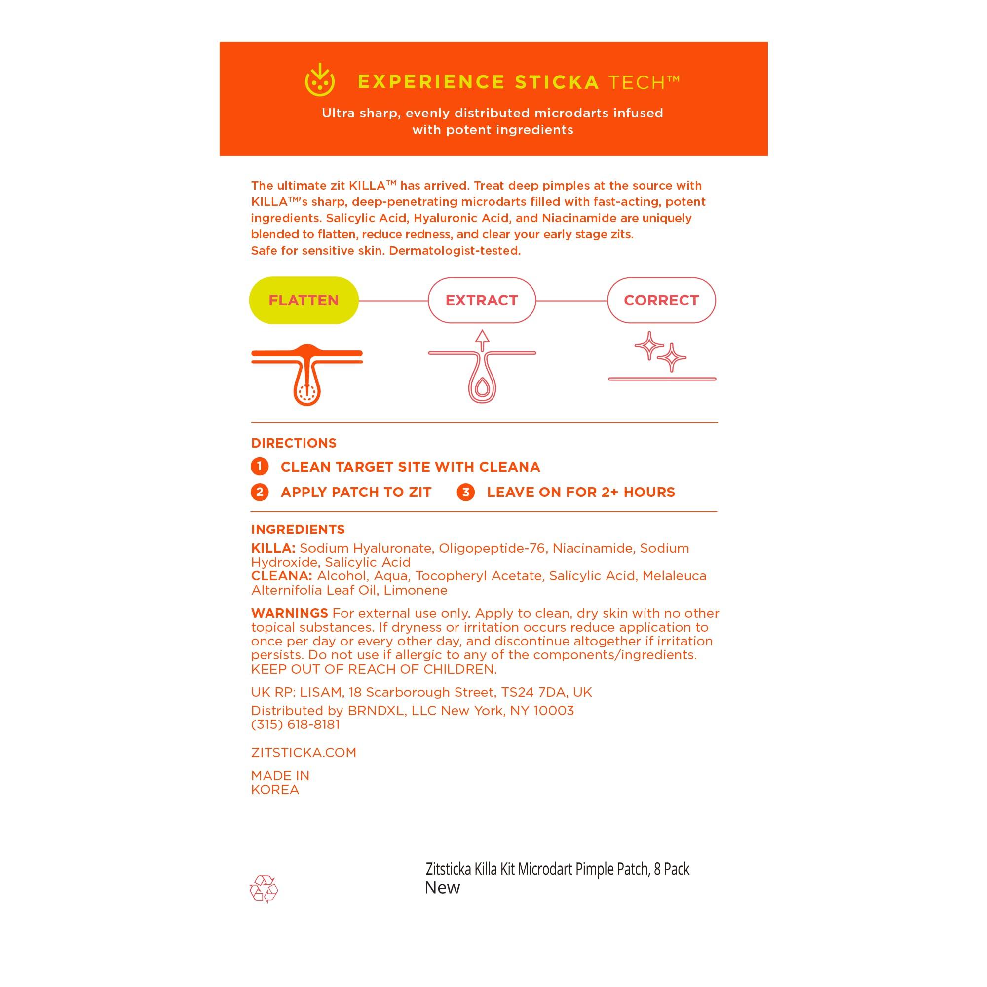 ZitSticka ZitSticka Killa Pimple Patches for Face - World\'s Most Potent Pimple Patch with Fast-Acting Microdarts - Starts Working within 2 Hours for Deep, Early-Stage Zits - 8 Count