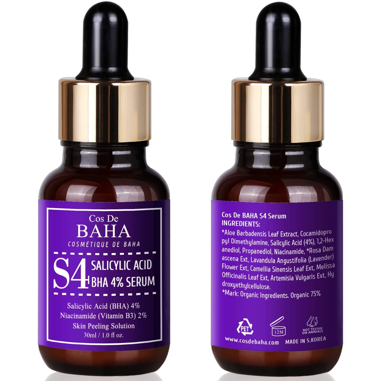 Cos De BAHA Cos De BAHA Salicylic Acid 4% Exfoliating Facial Serum with Niacinamide, 1 Fl Oz (30ml)