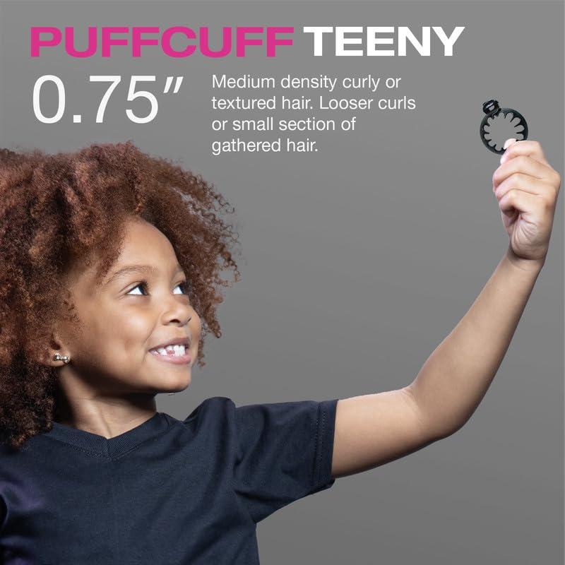 PuffCuff PuffCuff Teeny 0.75\" Hair Clamps, For All Natural, Fine Loose Curls, Thick, Coiled, Coarse, and Frizzy Hair, Painless, Damage-Free Styling Tool, Black, 5 Pieces