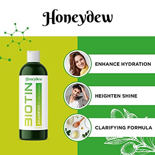HONEYDEW Biotin and Rosemary Shampoo for Thinning Hair - Sulfate Free Biotin Shampoo for Men with Hair Thickening Essential Oils - Deep Cleansing Volumizing Shampoo for Thin Hair with Zinc and Tea Tree Oil