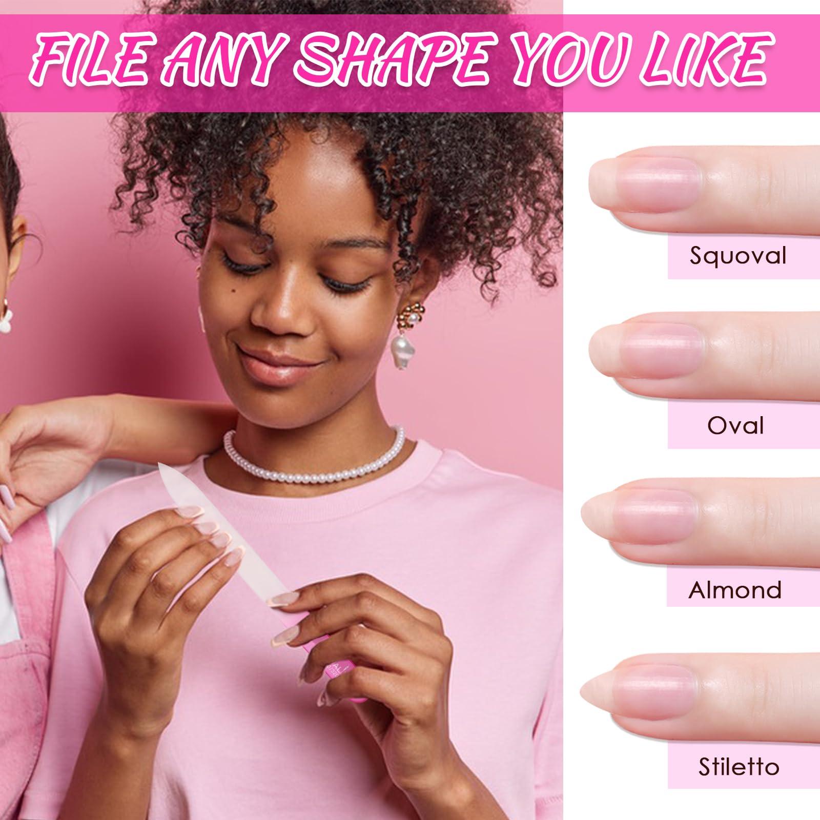 CANVALITE CANVALITE Glass Nail Files for Natural Nails Glass Fingernail File with Case Double Sided 180/320 Grit Stocking Stuffers for Women Girls, Pink