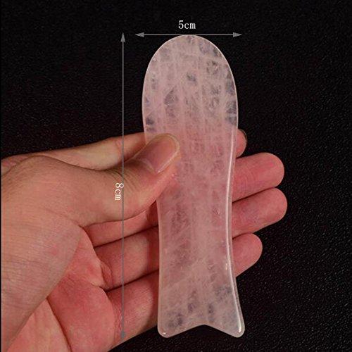 fengshuisale Feng Shui Natural Rose Quartz/White jade Gua Sha Board Healing Stone Gua Sha Scrapping Plate Massage Tool for SPA W3439 (pink)