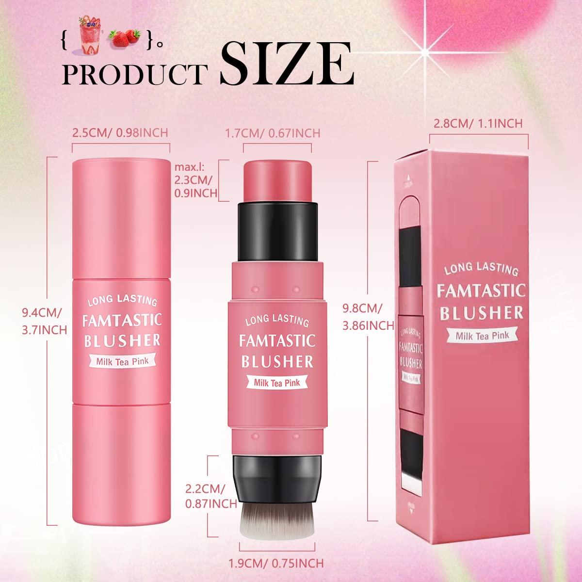 LOKFAR LOKFAR Cream Blush Stick for Cheeks Blush Makeup - 2 in 1 Multi Stick Blush for Cheeks Tint & Eyes & Lips, Cheek Makeup Stick Makeup Blush with Brush, Waterproof Creme Blush (#01 Cherry Pink)