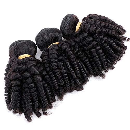 VIOLET VIOLET Brazilian Funmi Hair 3 Bundles Spiral Curl Hair Bundles Short Curly Weave 9A 100% Unprocessed Brazilian Human Hair Extensions Full Head Hair Bundles (8\" 8\" 8\", Natural Black)