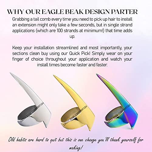 My Hair Tools My Hair Tools Hair Parting & Sectioning Ring - Stainless Steel Finger Braiding Hair Pick Tools Quick Installation of Human Hair Extensions Hair Styling Tools (Silver)