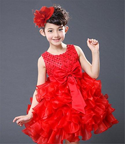 Aimeely Aimeely Elegant Girls Children Feather Flower Hat Veil Convenience Headpieces with Clip Red