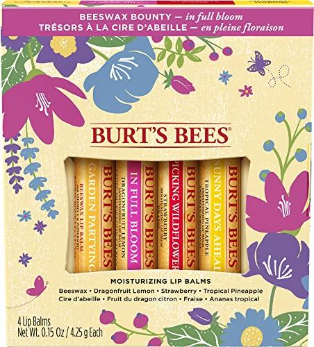 Burt's Bees Burt's Bees Gifts, 4 Lip Balm Products, In Full Bloom Set - Original Beeswax, Dragonfruit Lemon, Tropical Pineapple & Strawberry (4 Pack)