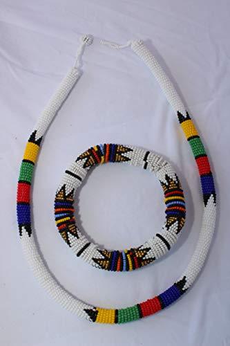 Chuma Luxury African Zulu Headband and bracelet (White)