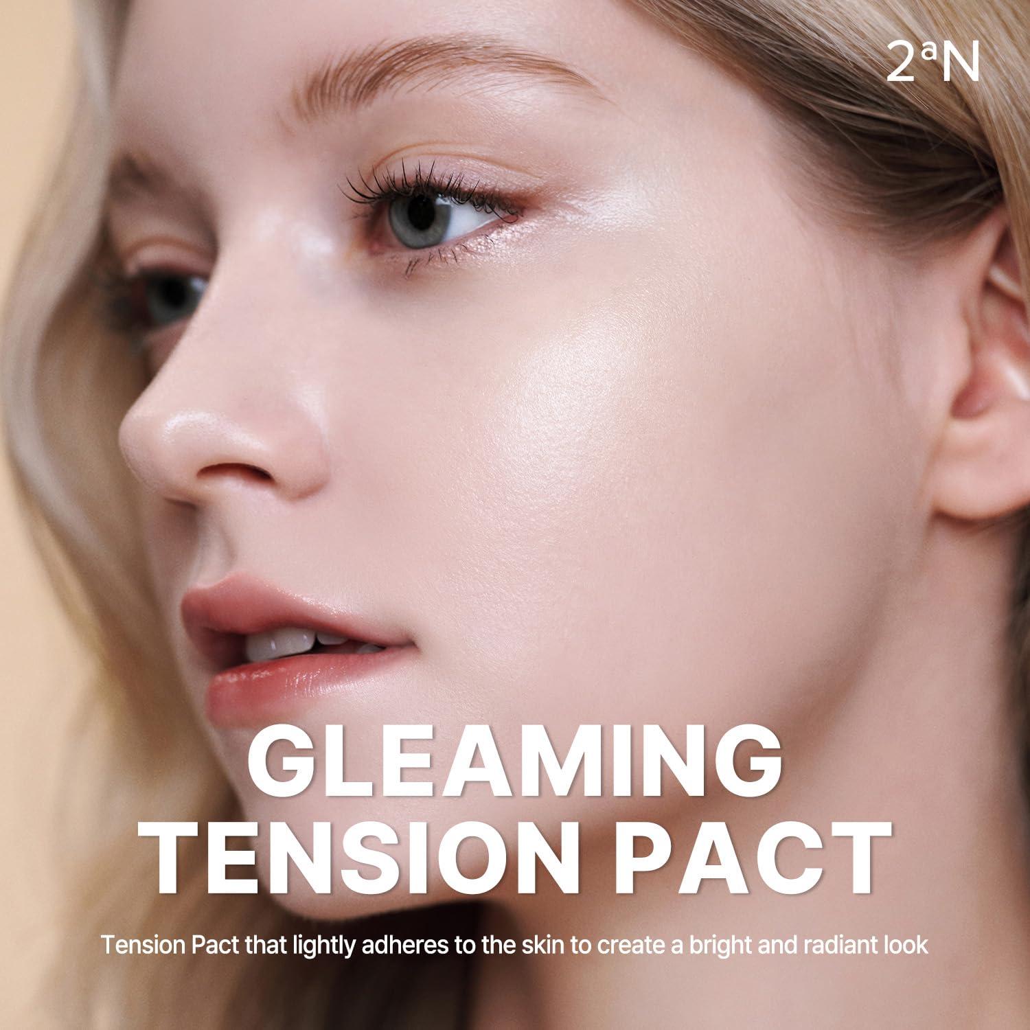 2aN 2aN Gleaming Tension Cushion Foundation Pact, Korean Cushion Foundation Makeup, Lightweight & Buildable Coverage with Ceramides and Centella Asiatica (#21 Light Beige, 0.45 oz)